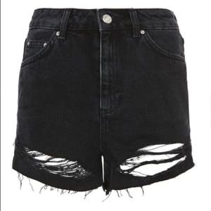 Topshop Moto Mom black ripped shorts.